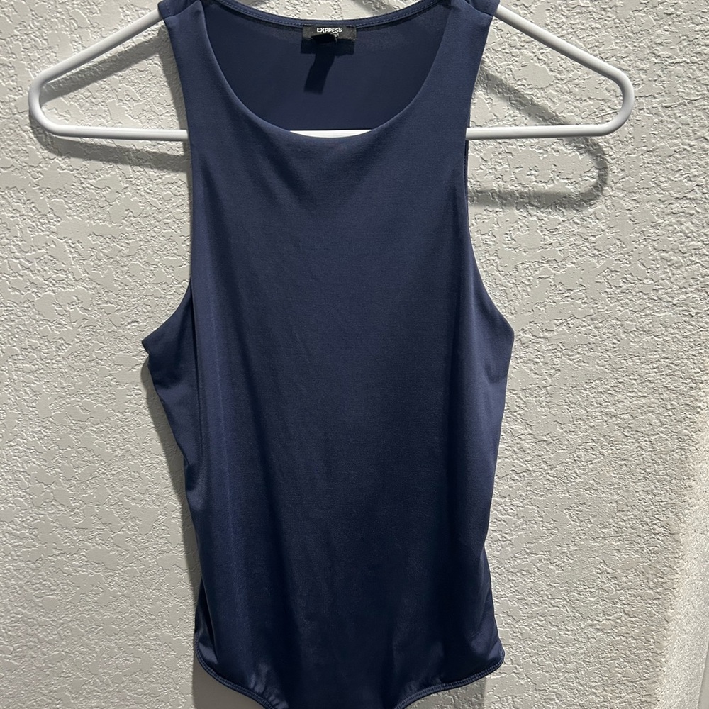 Express Fitted Blue Tank Top Contour Bodysuit